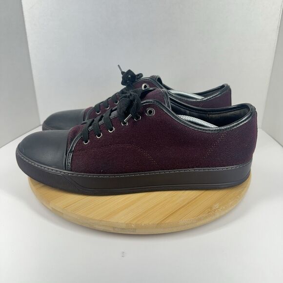Lanvin DBB1 Suede And Patent Leather Sneakers Men\'s UK12 / US13 Toe Cap Burgundy main image 5